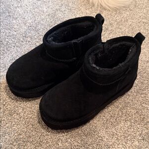 BearPaw Kids Black Suede Moccasin Boots